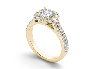 Anillo de Oro de 10k, 14k o 18k con Halo Floral y Diamante Redondo de 1 Quilate, Clásico para Mujer, Certificado IGI, Ideal para Compromiso, Aniversario o Boda - Product Image 3