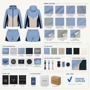 Conjunto de Chaqueta con Capucha y Pantalones Cortos para Mujer, Diseño Color Block, Secado Rápido, Ropa Deportiva de Poliéster, Primavera Verano, Ropa Casual - Product Image 5