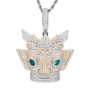 Pendentif Masque de Renard Iced Out en Argent 925 Plaqué Or 18K avec Moissanite Micro-Pavé, Breloque de Luxe Hip Hop Bling pour Rappeur - Product Image 5