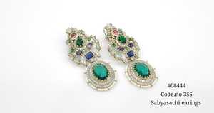 Pendientes Colgantes de Latón 08444, Joyería de Lujo con Perlas de Imitación Coloridas y Circonitas, Plateadas en Plata, para Bodas y Fiestas - Product Image 3