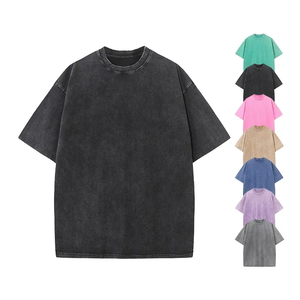 เสื้อยืดผู้ชายผ้าฝ้าย 100% ทรงโอเวอร์ไซส์ สไตล์สตรีทแวร์ ฮิปฮอป ล้างสีแบบแอซิดวอช พร้อมโลโก้สั่งทำพิเศษ  เสื้อยืดผู้ชายสีพื้นลำลอง - Product Image 2