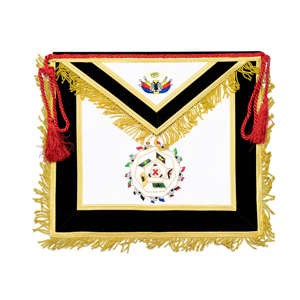 Embroidered Luxury Masonic Apron with <b>Gold</b> Trim Red Tassels Customized Printing Sew-On Badge with Safety Pin for Garment Use - Product Image 2