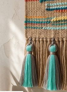 Bohemian Tassel Curtain <b>Tie</b> <b>Back</b> Fabric Decor Teal Gray Round Indoor Living Room Home Accent Hanging Tassels All Seasons - Product Image 5