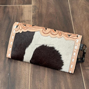 Carteras de cuero mecanizadas a mano de diseñador de tendencia 2025 para mujer, carteras de estilo único occidental de piel de vaca auténtica, embrague multiusos - Product Image 5