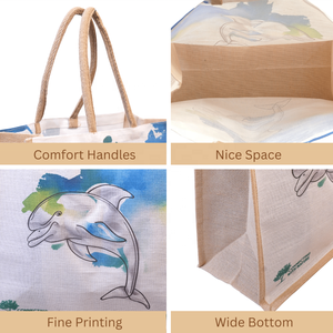 Écologique Juco Géométrique Biodégradable Réutilisable Shopping Tote Forte Poignées Personnalisables Couleurs pour Épicerie Farmers Market - Product Image 3