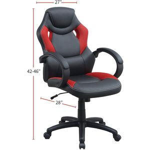 Sedia da ufficio imbottita nera e rossa da 1 pezzo con cuscino confortevole per giochi e lavoro d'ufficio - Product Image 5