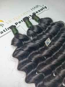 Cabello a granel para trenzar 100% cabello natural Color negro Paquetes de ondas rizadas profundas Extensiones de cabello humano crudo - Product Image 5
