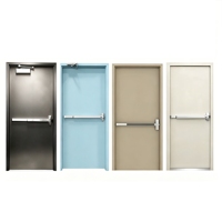 Porte coupe-feu en acier colorée sur mesure, résistante 1 heure, avec cadre galvanisé et apprêt, pour usage en sortie de bâtiment de bureaux