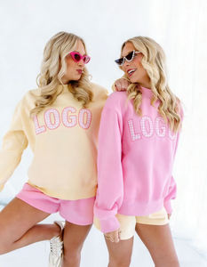 Sudadera Transpirable Estilo Universitario con Cuello Alto, Tejido de Felpa, Letras Bordadas en el Pecho para Mujer - Product Image 2