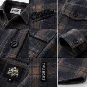 Custom Men's Long Sleeve Plaid Shirt 100% Cotton <b>Button</b> Down Casual Regular Fit Autumn Woven Flannel Front Logo - Product Image 4