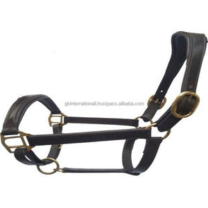 <b>Top</b> Selling Custom Design Black or Brown Genuine <b>Leather</b> Padded Horse <b>Halter</b> With Strong Brass Plated Buckle and Rings All Sizes - Product Image 2