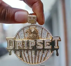 Collier Pendentif Aigle Personnalisé Hip Hop Iced Out Plaqué Or Bling Bijoux Rapper Hip Hop Unisexe Pendentif Personnalisé - Product Image 2