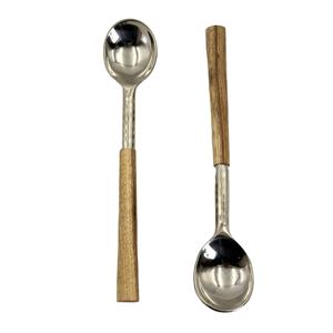 Juego de 2 Cucharas para Helado de Acero Inoxidable Sostenible con Mango Largo con Diseño de Madera, Herramientas para Helado para Servir en Fiestas y Cenas - Product Image 2