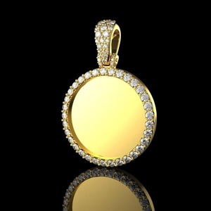 Moissanite Diamond Round Photo Frame Pendant in 14K Gold Plated Forever Memory <b>Locket</b> 925 Silver Moissanite Round Cut Diamond - Product Image 3