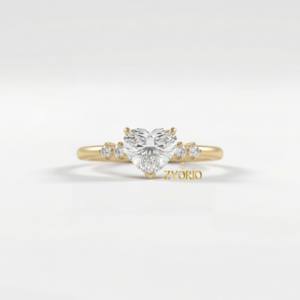 Elegante Anillo de Compromiso con Diamante Cultivado en Laboratorio, Corte Corazón, con Piedras Laterales, Chapado en Oro de 18K, Anillo de Boda Romántico para Mujer - Product Image 6