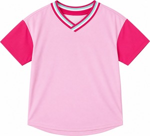 Maillot de baseball rose pour filles, manches courtes, boutons sur le devant, couleur unie, polyester, coupe classique, vêtements toutes saisons, Orha International - Product Image 5