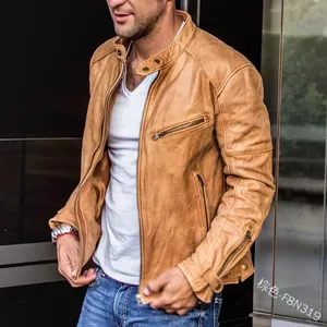 Genuine <b>Sheepskin</b> Leather <b>Jacket</b> Men Motorcycle Leather <b>Jackets</b> Black Color Men's Leather <b>Jacket</b> - Product Image 2
