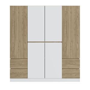 Bianco & natura 6-porte armadio in legno con 4 cassetti per la camera da letto di stoccaggio - Product Image 4