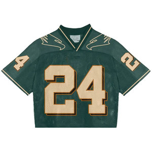 Men's Green Mesh Football Jersey V-Neck Short Sleeve Number 24 Screen Printed Breathable 100% Polyester Adult Regular Fit DAIZAN - Product Image 1