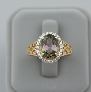 แหวนพลอยอะเมทิสต์สีเขียวทรงรีสำหรับผู้หญิง ราคาขายส่ง ไซส์ US 6 เงินแท้ 925 ชุบทอง 18K เครื่องประดับคุณภาพสูง - Product Image 3