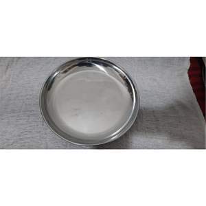 Plateau de service plat moderne en acier inoxydable argenté, plateau décoratif en métal brillant, assiette ronde pour fruits, collations et boissons - Product Image 2