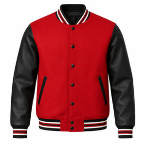 Veste de baseball en toile 100% laine pour homme, hiver, style varsity, avec logo brodé personnalisé sur le devant, vêtements décontractés de haute qualité - Product Image 1