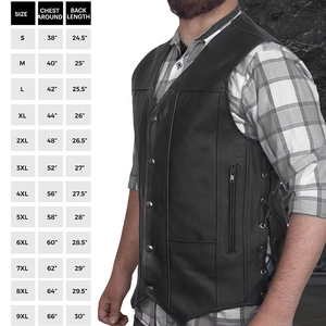 Chaleco de Motocicleta para Hombre Mantic Enterprises con Cuello Cuadrado, Bolsillos, Cordones Laterales, Transpirable, Ajustable, Informal para Otoño - Product Image 3
