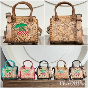Checkered Cherry Tooling Cow Leather Sunflower Speedy <b>Bag</b> for Women's Custom Style Luxury Designer Shoulder Travel Duffle <b>Bag</b> - Product Image 1
