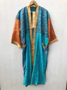 Kimono de lujo para mujer, ligero, al por mayor, estilo sari, colorido, para resort, ropa de playa, de seda, con cuello en V, largo completo - Product Image 5