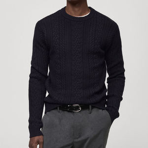 Nouveaux pulls respirants pour hommes, pull-over d'hiver ample, couleur unie, col rond, manches longues, pulls personnalisés pour hommes, mélange de coton basique - Product Image 1