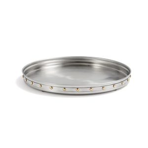 Bandeja Redonda de Lujo de Acero Inoxidable con Asas en T, Bandeja de Servicio de Metal Plateado Pulido para Bar o Mesa de Café - Product Image 3