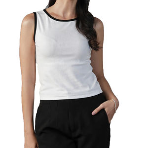 Camisetas sin mangas para mujer, nuevas, de verano, informales, transpirables, con sujetador incorporado, sexy, con aberturas, para usar como prenda exterior o en capas, de punto único. - Product Image 1