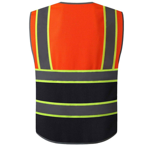 Chaleco de Seguridad Reflectante Reversible para Hombre, con Bolsillos, Transpirable, de Alta Visibilidad, para Trabajo, Cuello en V, Cierre de Tirantes, Color Naranja y Negro, Malla - Product Image 2