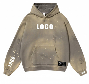 Hip Hop <b>Screen</b> Print Hoodies Men Sweatshirts Heavyweight Pullover Custom French Terry Acid Wash Distressed high quality - Product Image 1