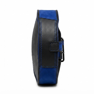 High Quality Customizable <b>Blue</b> Leather Weightlifting <b>Belt</b> Heavy Duty Powerlifting Waist Support Lumbar <b>Belt</b> with Metal Buckle - Product Image 2