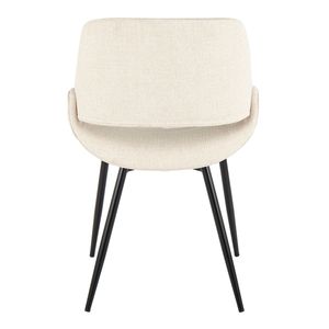 Set of 2 Mid Century Modern Fabrico <b>Dining</b> <b>Chairs</b> <b>Black</b> Metal <b>and</b> <b>Cream</b> Fabric Accent <b>Chairs</b> - Product Image 5