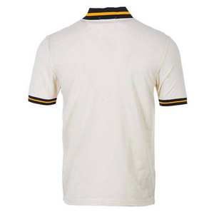 Polo de manga corta casual para hombre con media cremallera, cuello a rayas, color en contraste, algodón, tallas grandes, estampado - Product Image 5