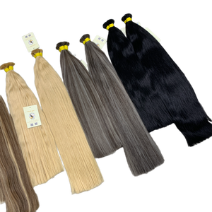 Extensions de cheveux humains lisses à double pointe de kératine à cuticule alignée en blond et noir lisibilité améliorée - Product Image 1
