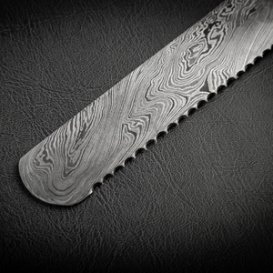 Cuchillo de Cocina para Pan, Hecho a Mano, de Acero de Damasco Forjado, con Hoja Dentada y Mango de Madera Ambidiestro, para Uso Industrial - Product Image 2