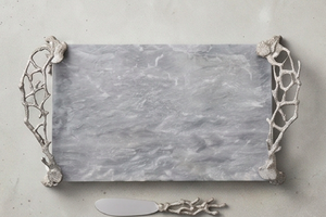 Plateau à fromage moderne en marbre avec poignée en corail, compatible lave-vaisselle, avec spatule, pour service, utilisation en cuisine, hôtel et maison. - Product Image 4
