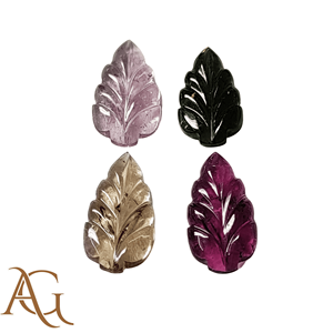 Tourmaline rose naturelle sculptée en intaglio, motif fleur et feuille, pierre précieuse en vrac, fabriquée par un fabricant, vente en gros pour la fabrication de bijoux, calibrée - Product Image 1