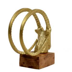 Gold Plated Ram Head Sculpture Handmade Contemporary Animal Figurine Tabletop <b>Decor</b> for Living Room - Product Image 4