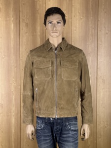 GRIP SAFE INDUSTRIES Men's Tan Goat <b>Suede</b> Bomber <b>Jacket</b> Minimalist Trucker Style YKK Zipper Quick Dry Breathable - Product Image 6
