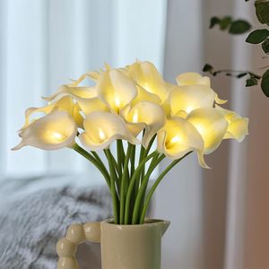 20 Pezzi di Calla Artificiali Real Touch con Lampade Finte per Bouquet Floreale, Lampada Notturna per Decorazioni Domestiche, Bellissima Luce Notturna - Product Image 2
