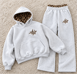 Conjunto Deportivo Unisex con Sudadera con Estampado de Leopardo Montana y Pantalones de Doble Cintura, de Peso Medio, Antipilling, Manga Larga, para Otoño, Color Gris - Product Image 5