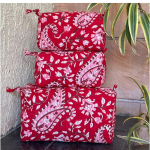 Jaipur Hand Block <b>Toiletry</b> Bag Set of 3 Sizes Multi Function Travel Organizer Small Medium Large Cosmetic Bags for Men Women - Product Image 3