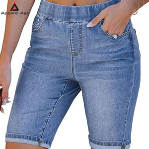 Pantalones cortos de mezclilla de última moda para mujer, de color sólido, para adultas. - Product Image 1