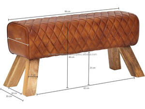 Modern Leather Upholstered Bench Wooden <b>Legs</b> Tufted Ottoman Bench Living Room Bedroom Seating Bench 2026 - Product Image 6