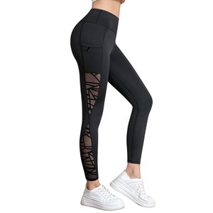 Womens High Waist Mesh Panel Yoga <b>Leggings</b> <b>with</b> Side <b>Pocket</b> Stretch Gym Fitness Running <b>Workout</b> Sports Tight Pants Activewear - Product Image 5