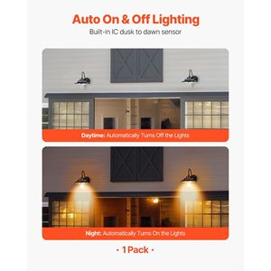 Luz de Granero negra para exteriores, alimentada por energía Solar, 3 modos de iluminación, Sensor de movimiento, 1 paquete, lámpara de cuello de cisne, aplique de pared de granja E26 - Product Image 2